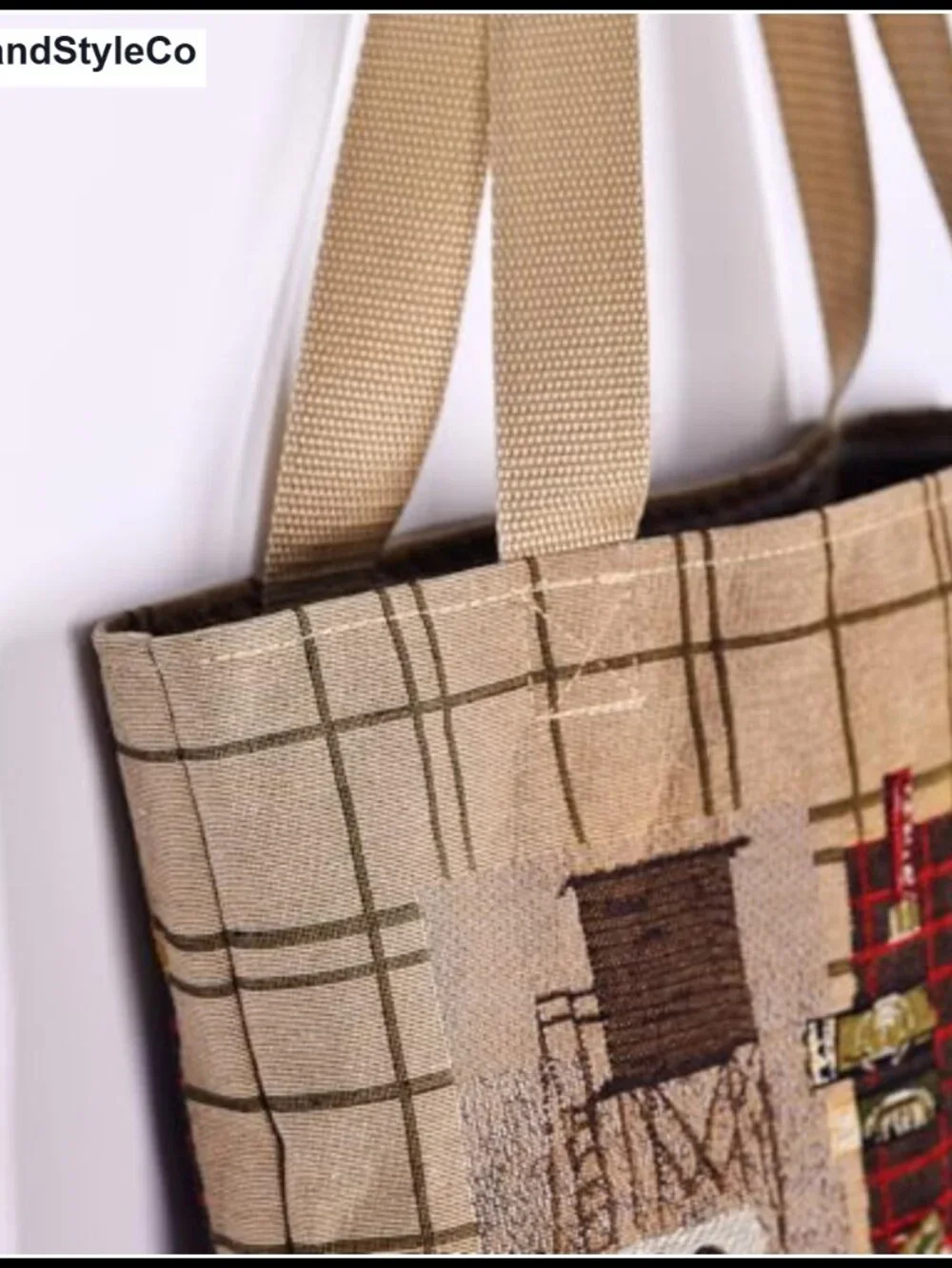 Vintage Jacquard Tapestry Tote Bag, Large Shoulder Handbag for Shopping, 15x16